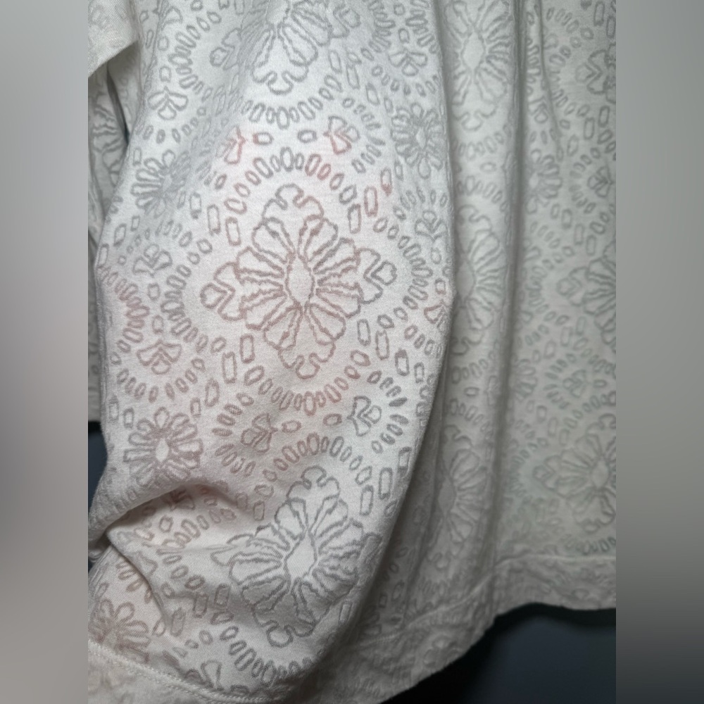 Columbia Womens White Burnout Floral‎ Medallion 3/4 Sleeve Hoodie Top Large - Picture 9 of 11
